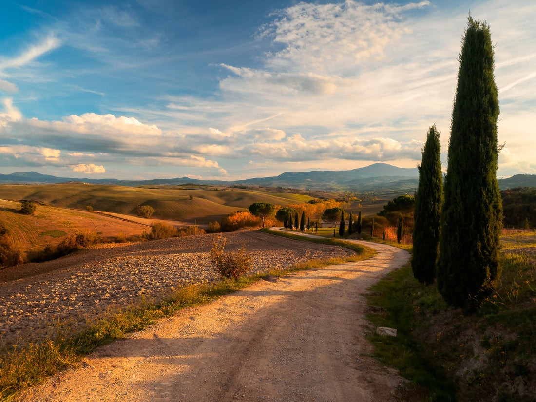 The Tuscan countryside of Val d'Orcia in autumn