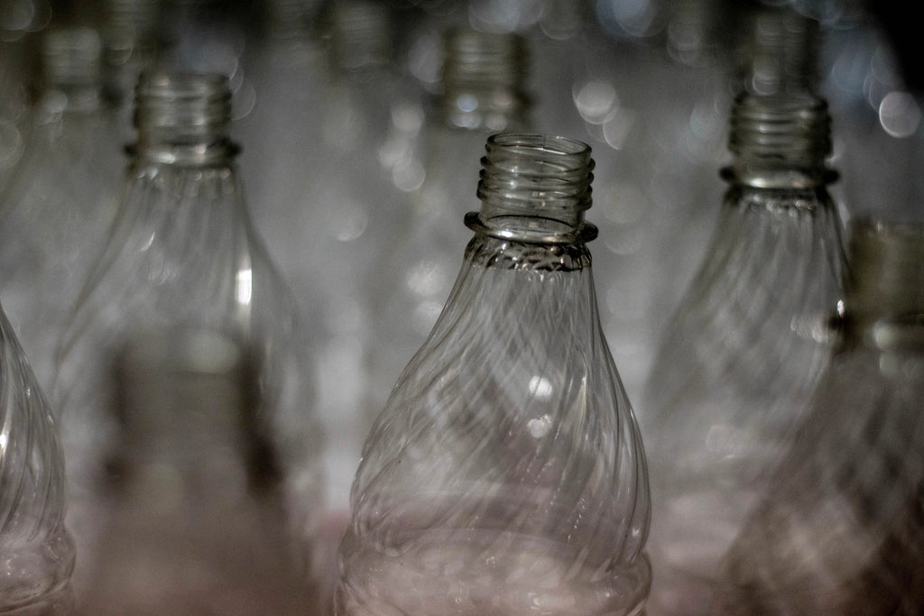 Clear plastic water bottles